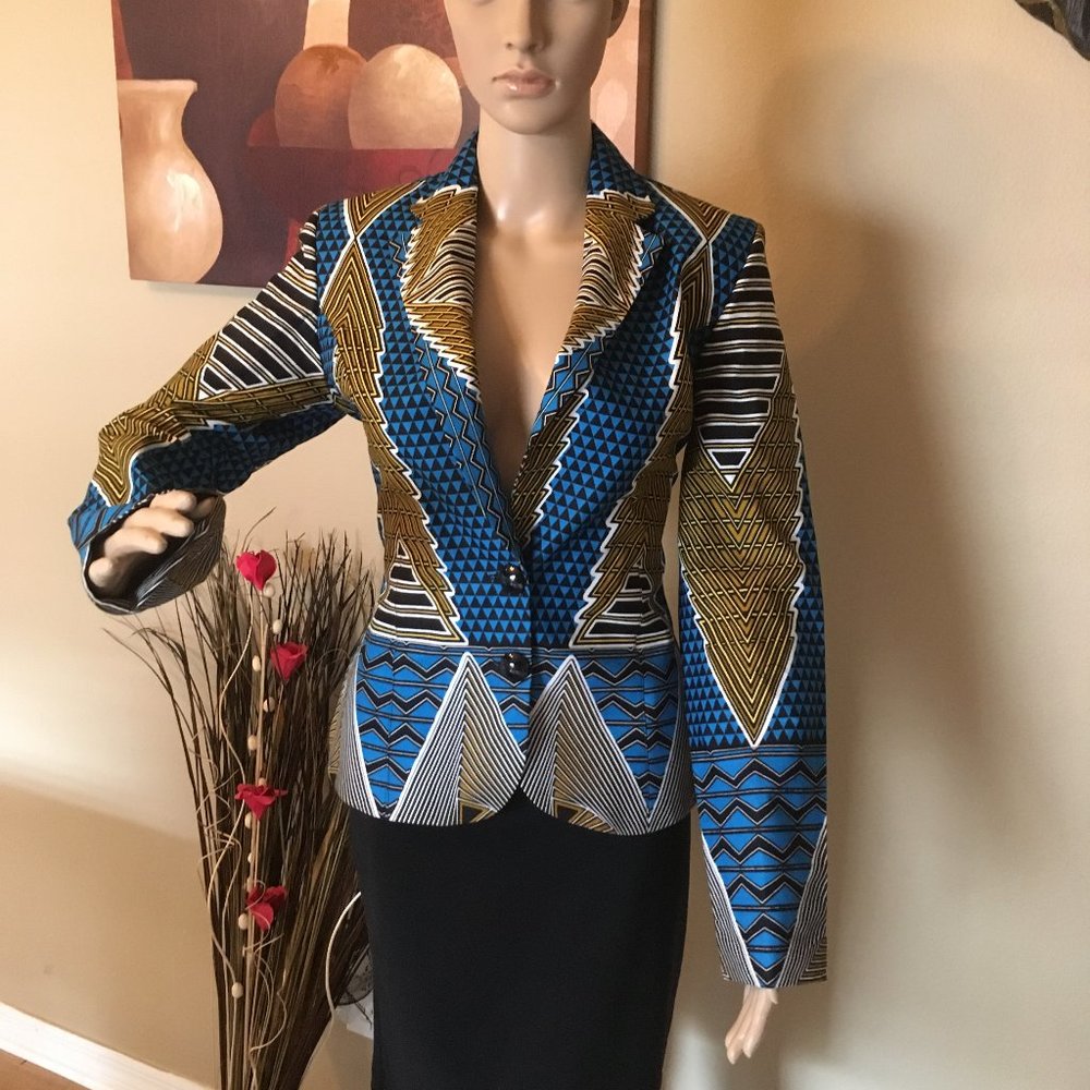 100% Cotton Front Button Blazer by Sylvia Owori
